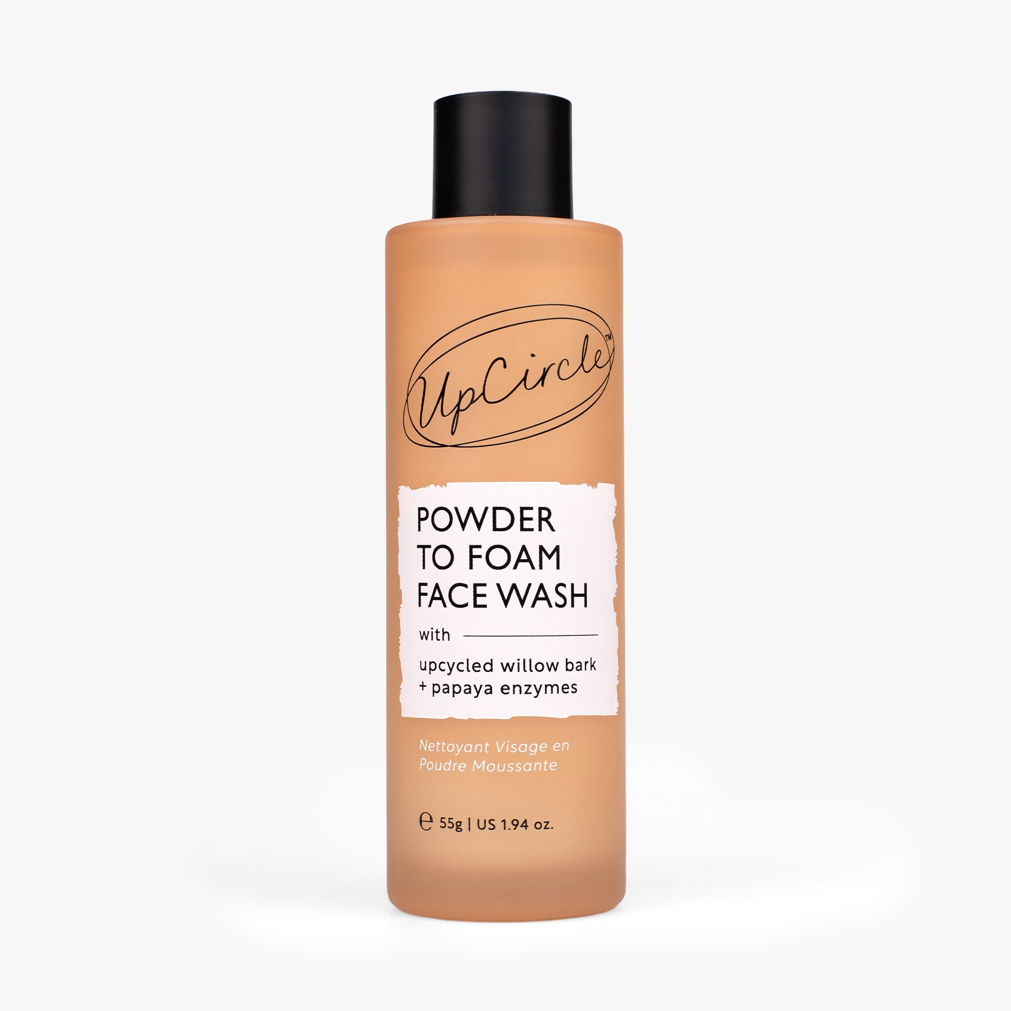 UpCircle Powder to Foam Face Wash bottle on a white background