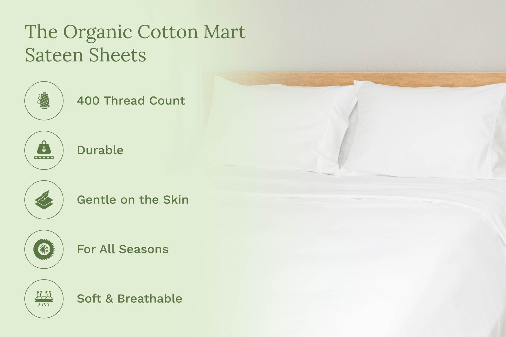 Organic Cotton Mart Organic Sateen Bed Sheets Set