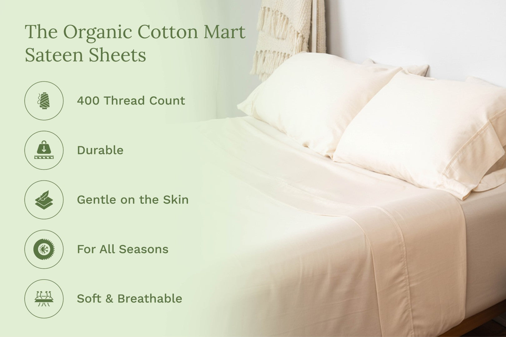 Organic Cotton Mart Organic Sateen Bed Sheets Set