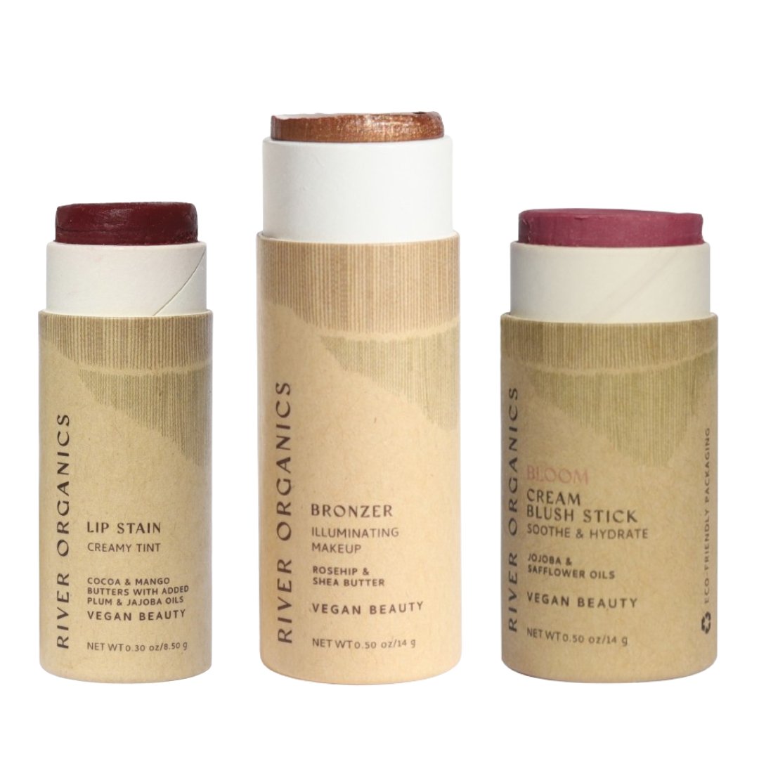 River Organics Lip + Highlighter + Blush Set