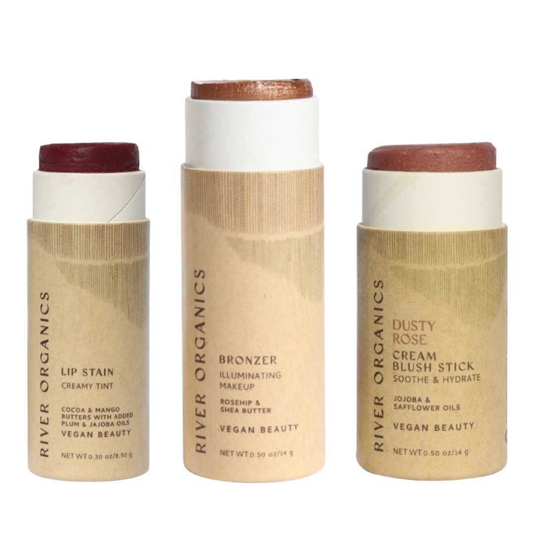River Organics Lip + Highlighter + Blush Set