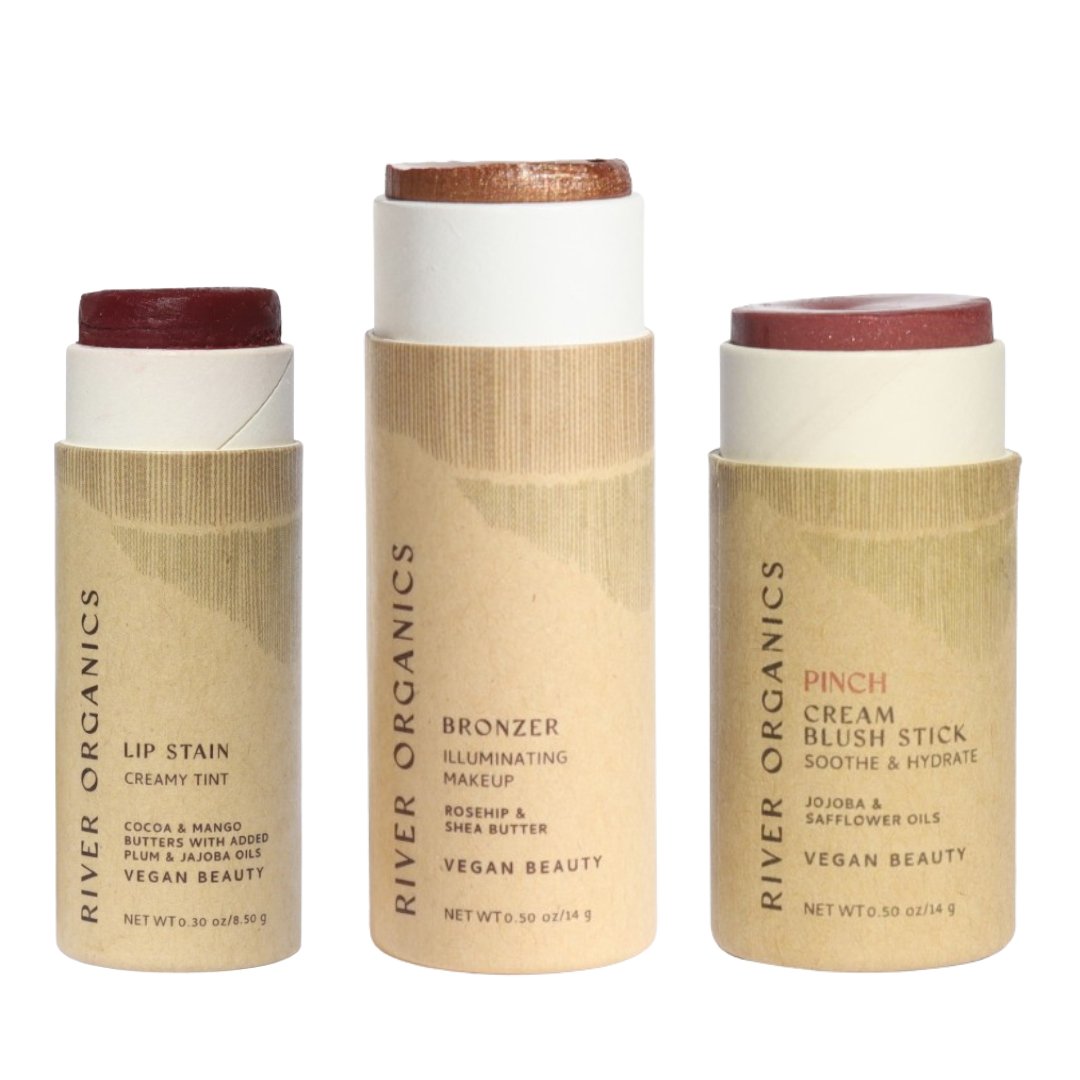 River Organics Lip + Highlighter + Blush Set