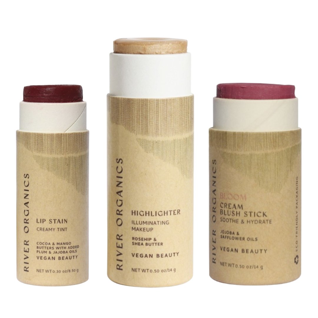River Organics Lip + Highlighter + Blush Set