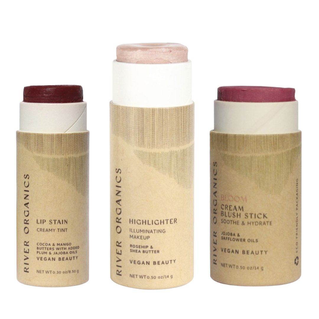 River Organics Lip + Highlighter + Blush Set