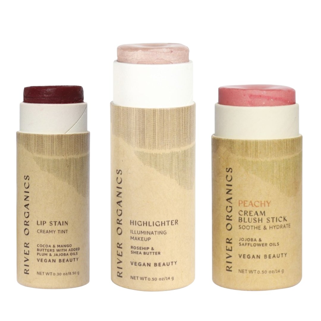 River Organics Lip + Highlighter + Blush Set