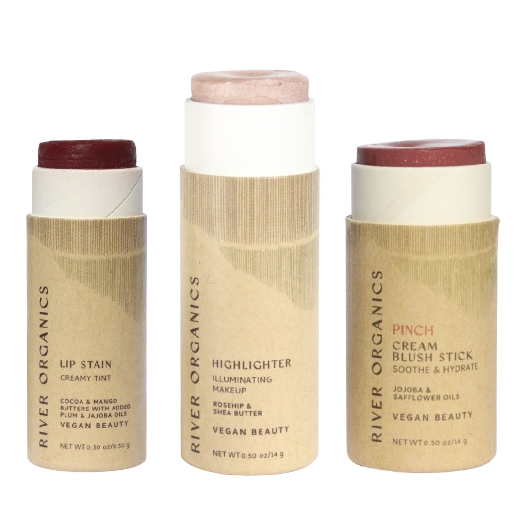 River Organics Lip + Highlighter + Blush Set