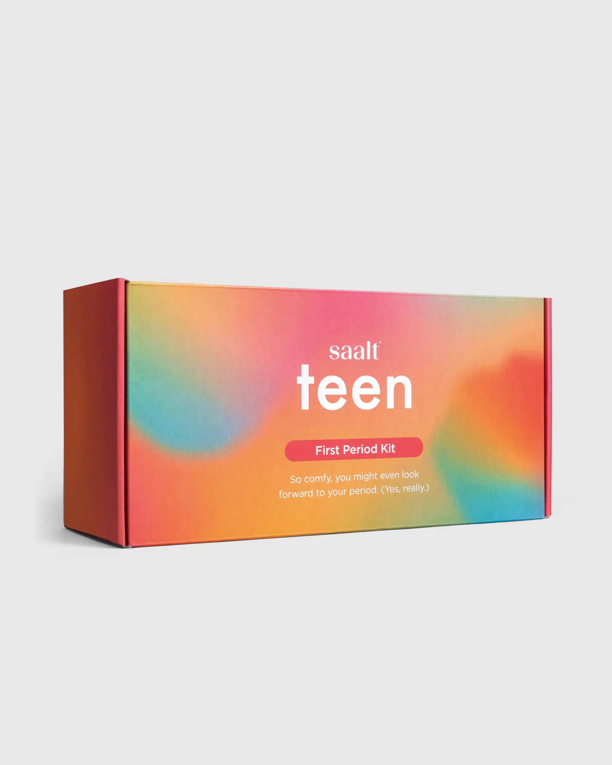 Sault Teen First Period Kit packaging with a colorful design on a white background