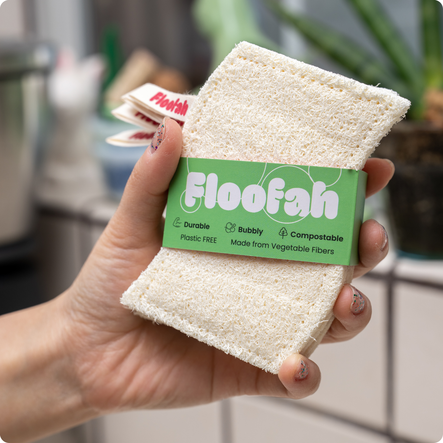 Floofah Luffa Fiber Kitchen Sponge - 2 pack of 5 sponges (10 total)
