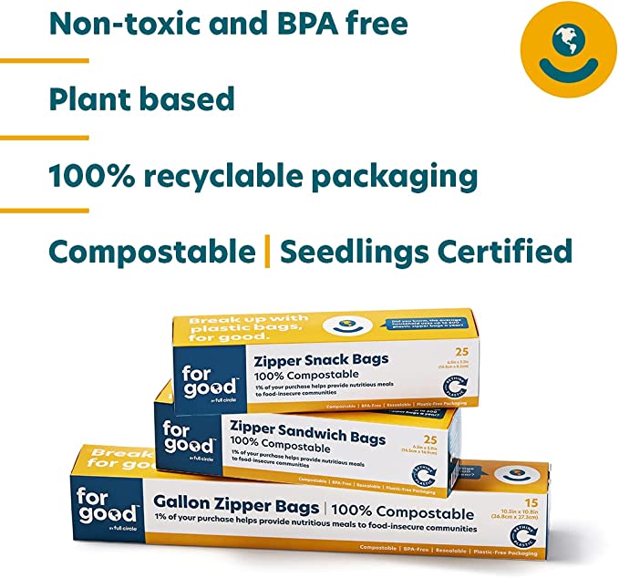 Info sheet on Full Circle Compostable Snack Bags with Zipper