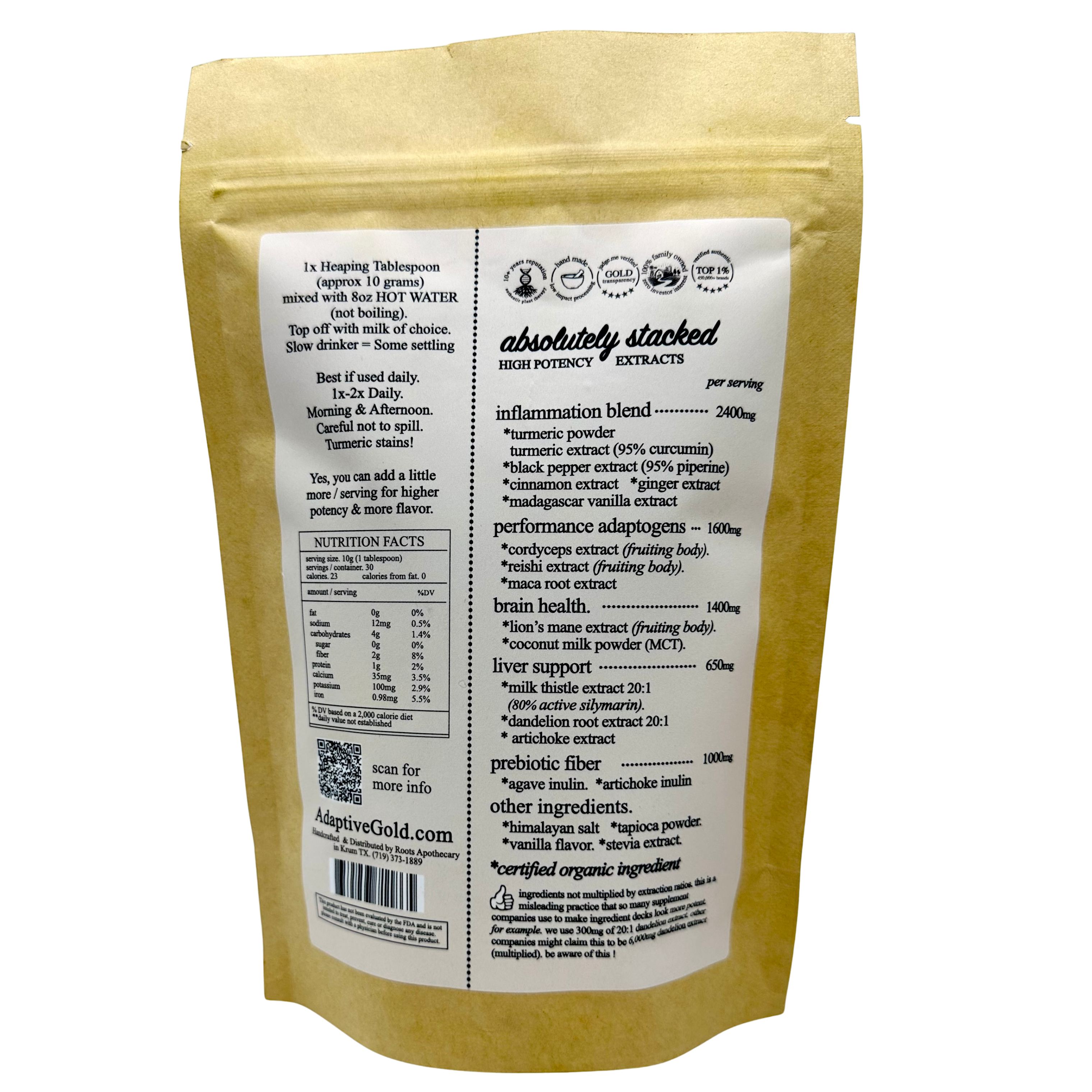 Roots Apothecary Adaptive GOLD || Inflammation + Adaptogen || Golden Milk