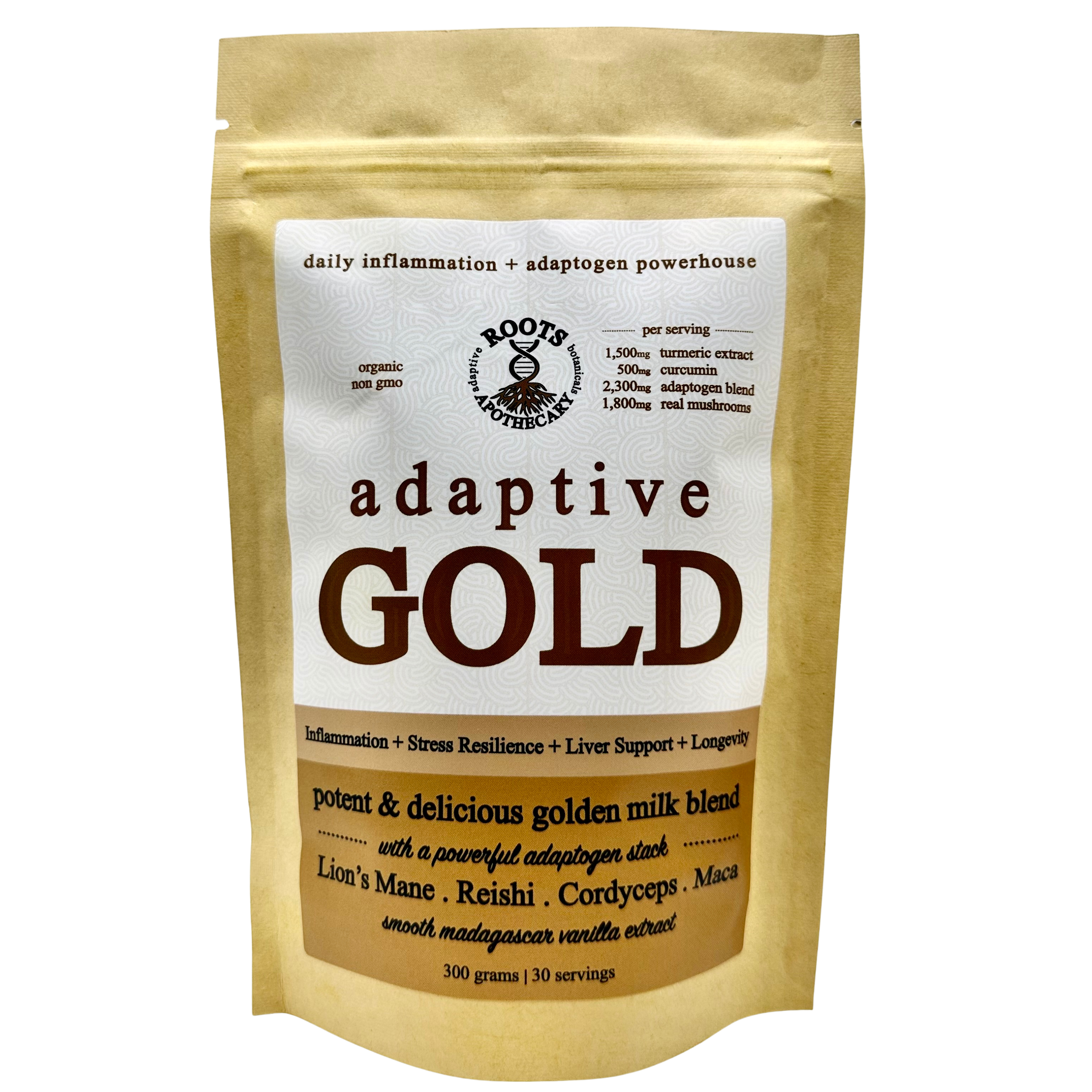 Roots Apothecary Adaptive Blend Stacks || Greens + Cacao + Gold