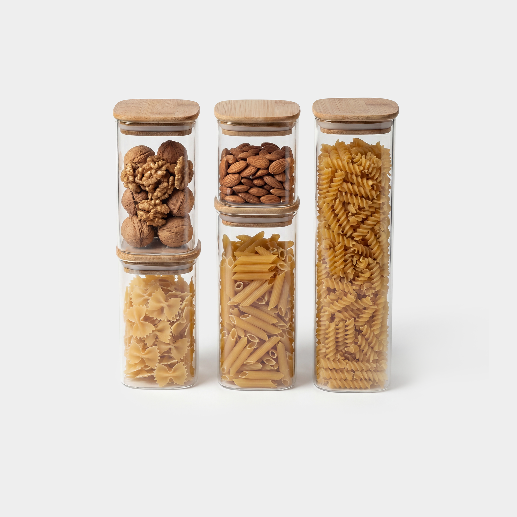 Genicook Glass Canister Set & Bamboo Lid