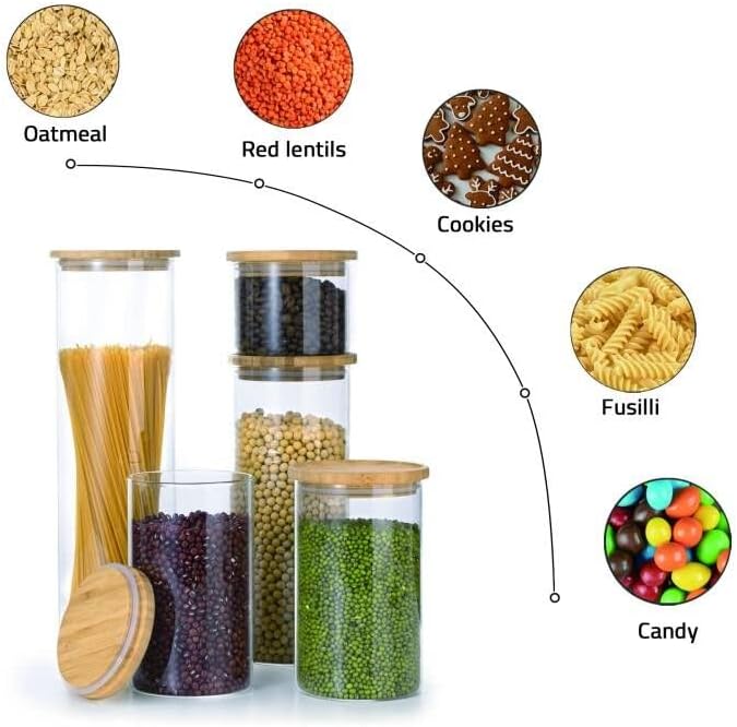 Genicook Glass Canister Set & Bamboo Lid