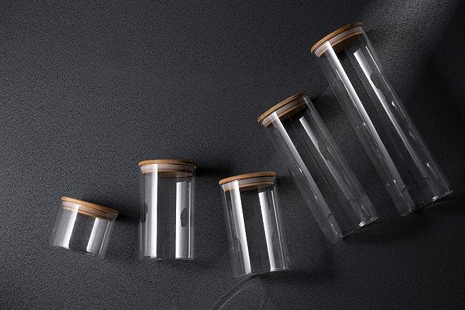 Genicook Glass Canister Set & Bamboo Lid