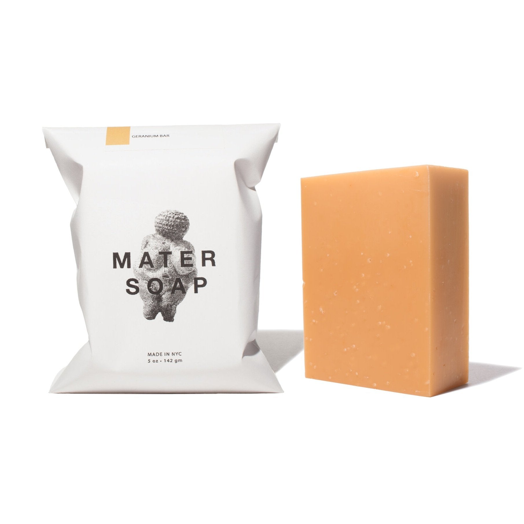 Mater Soap packaging and bar on a white background