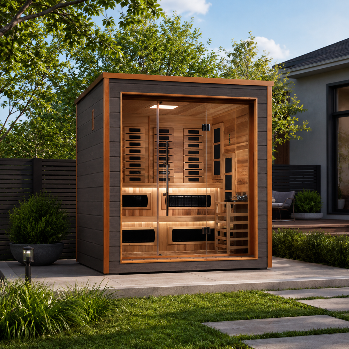 Golden Designs Karlstad six-person hybrid outdoor sauna