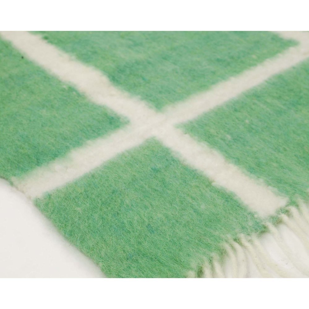 Archive New York Made to order -  Momos Grid Blanket- Natural White and Green