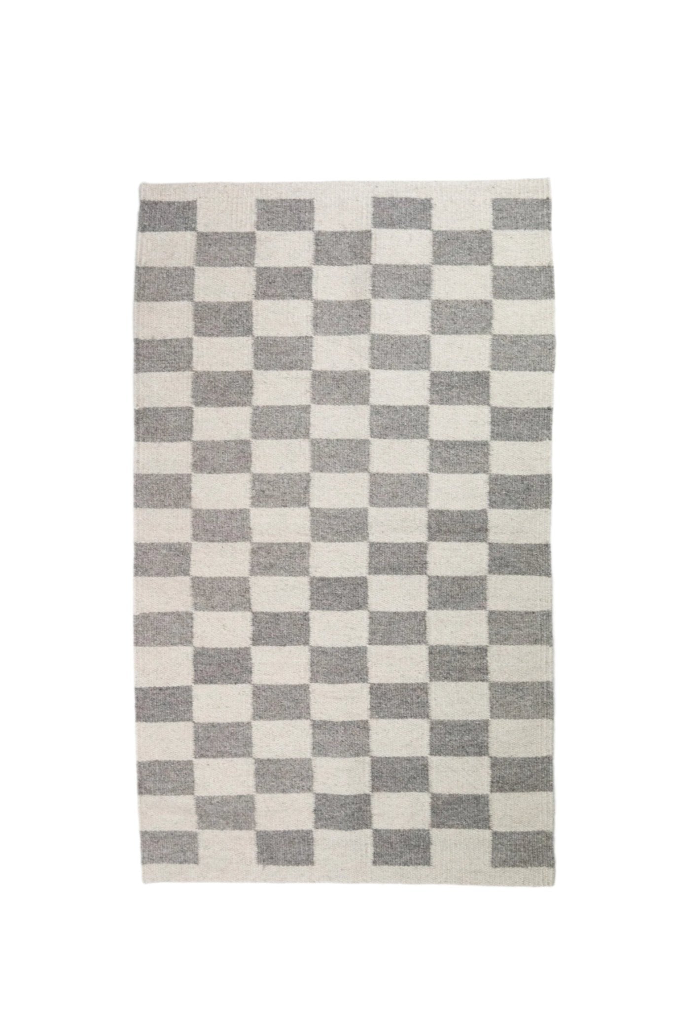 Archive New York Zapotec Checkered Rug in Grey & Ivory