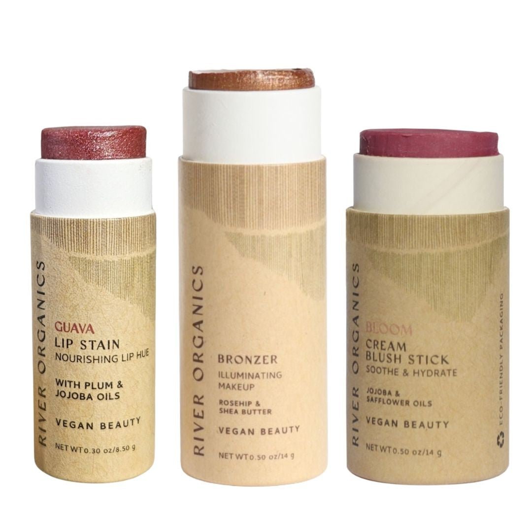 River Organics Lip + Highlighter + Blush Set