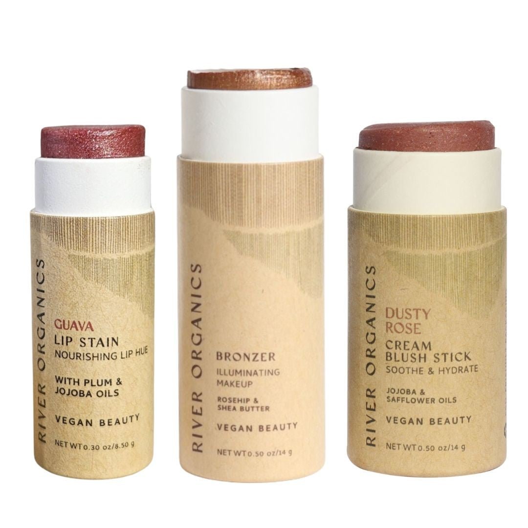 River Organics Lip + Highlighter + Blush Set