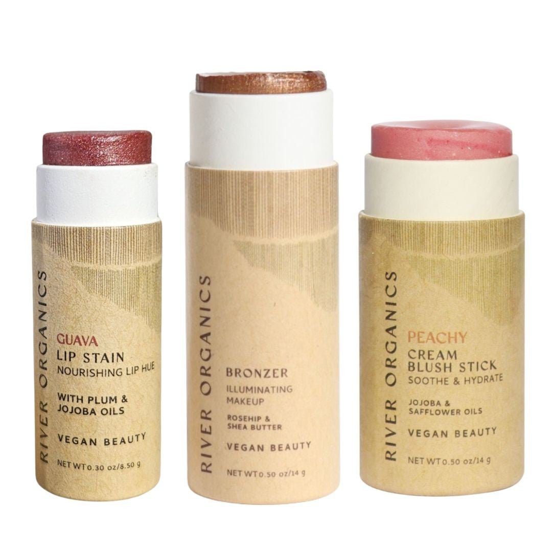 River Organics Lip + Highlighter + Blush Set