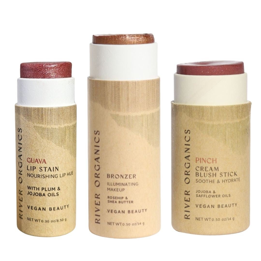 River Organics Lip + Highlighter + Blush Set