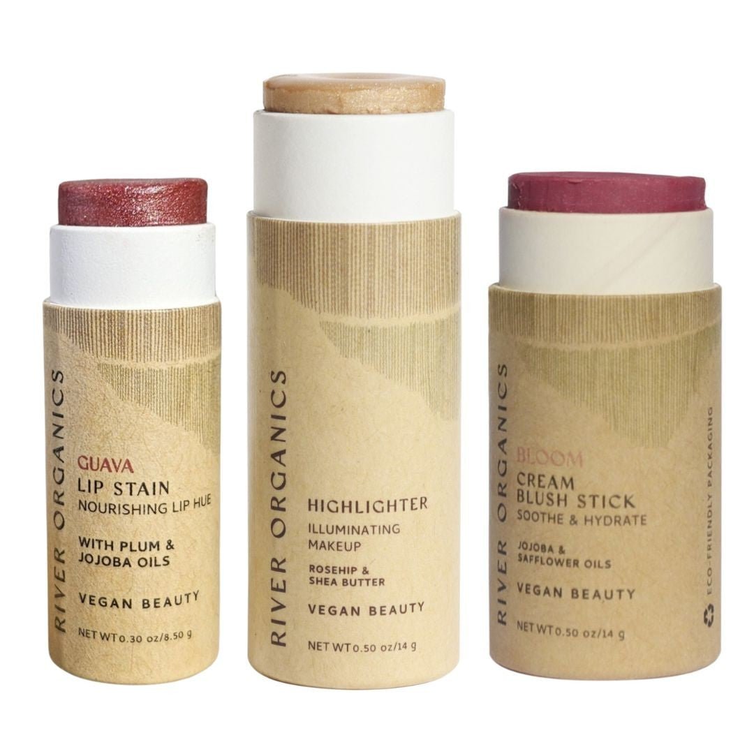 River Organics Lip + Highlighter + Blush Set
