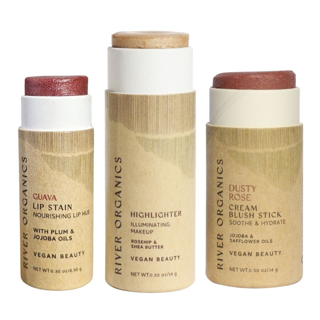 River Organics Lip + Highlighter + Blush Set