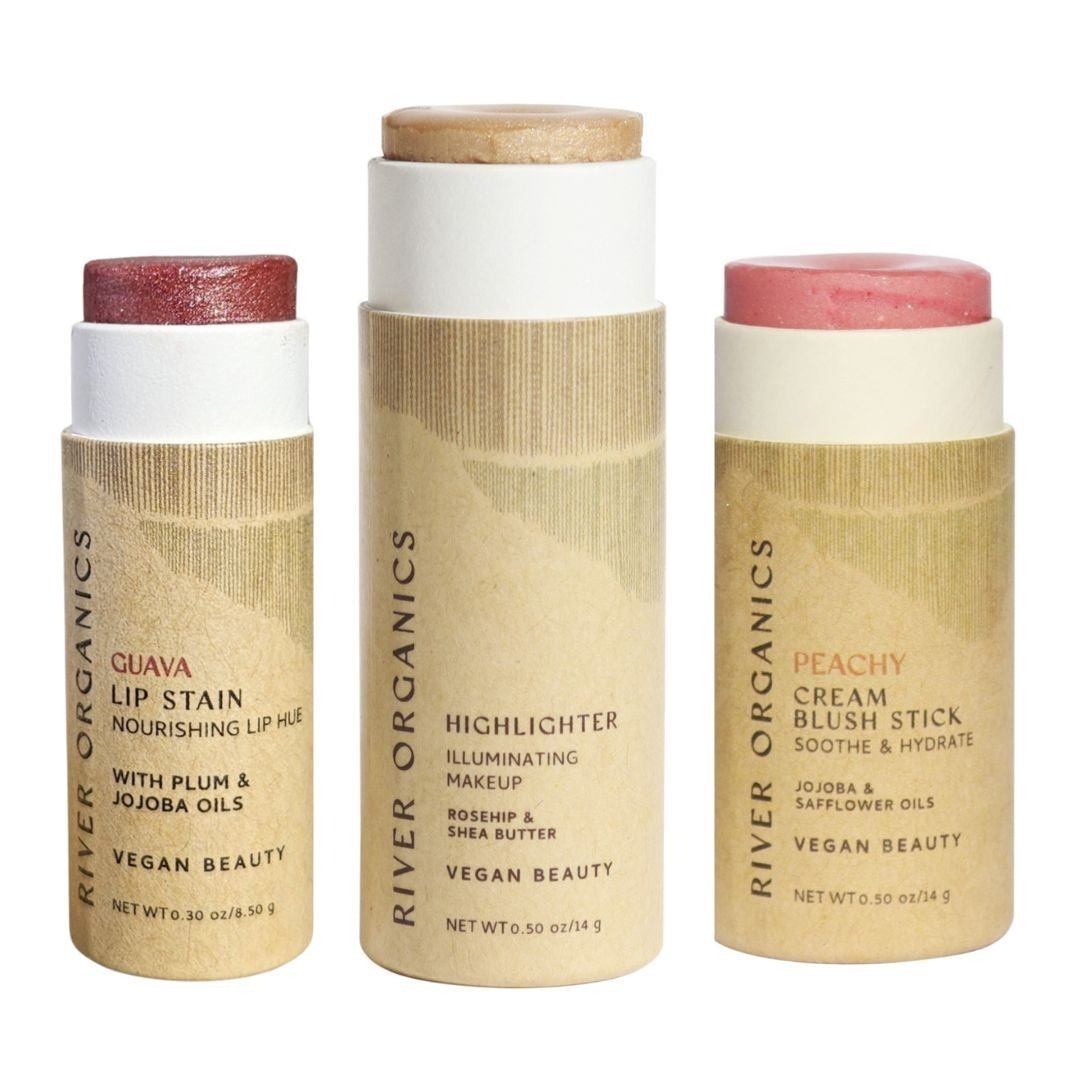 River Organics Lip + Highlighter + Blush Set