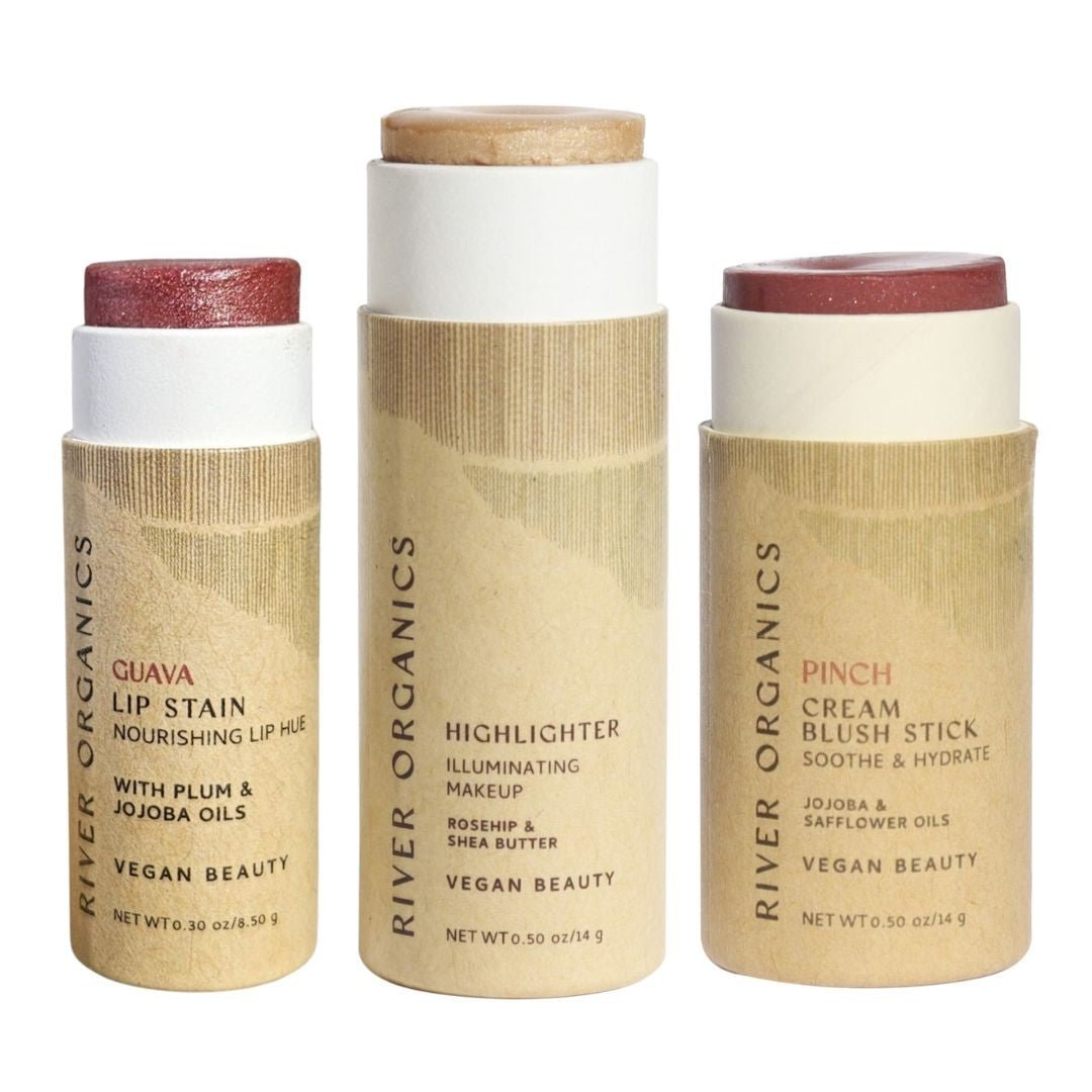 River Organics Lip + Highlighter + Blush Set