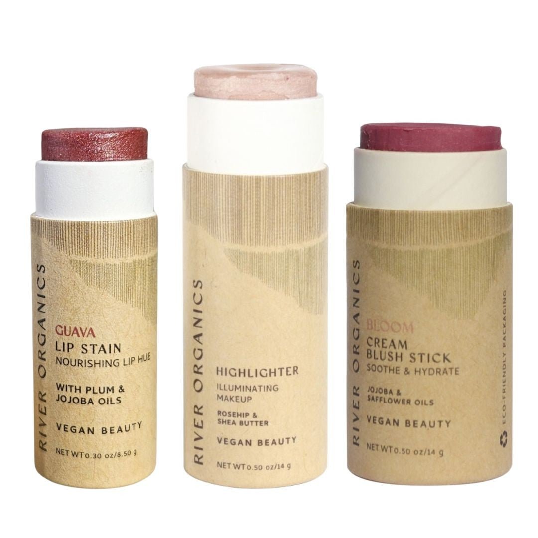 River Organics Lip + Highlighter + Blush Set
