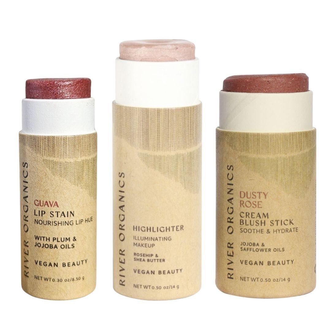 River Organics Lip + Highlighter + Blush Set