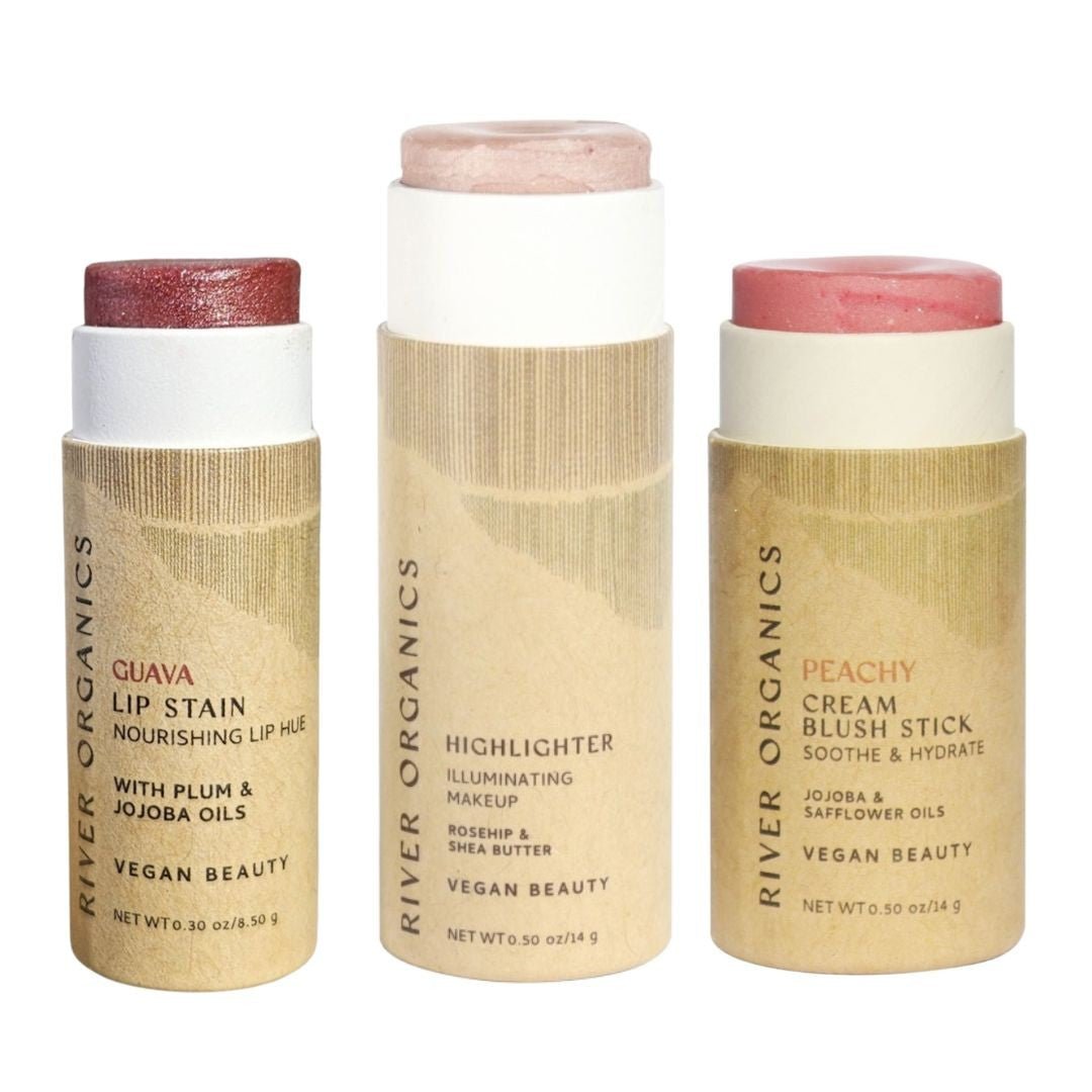 River Organics Lip + Highlighter + Blush Set