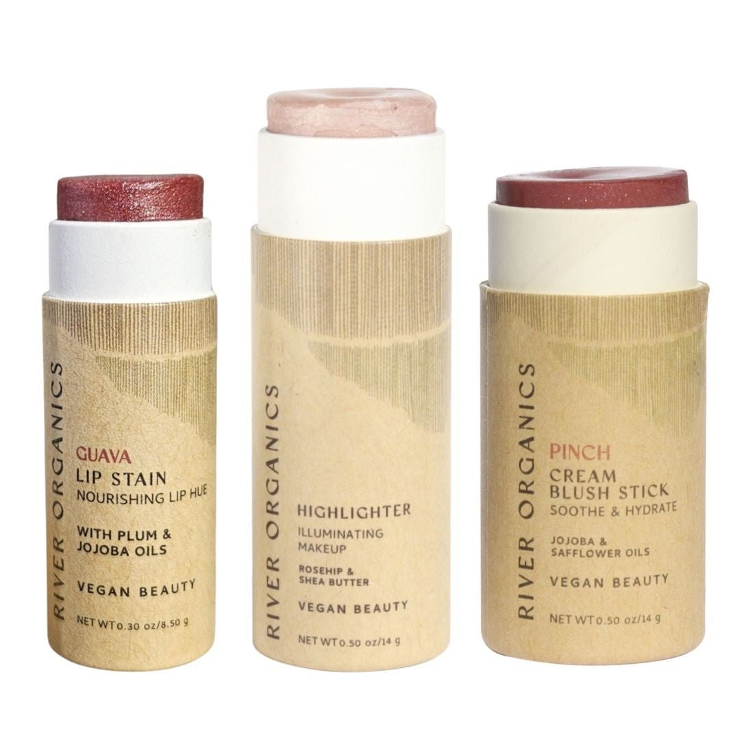 River Organics Lip + Highlighter + Blush Set