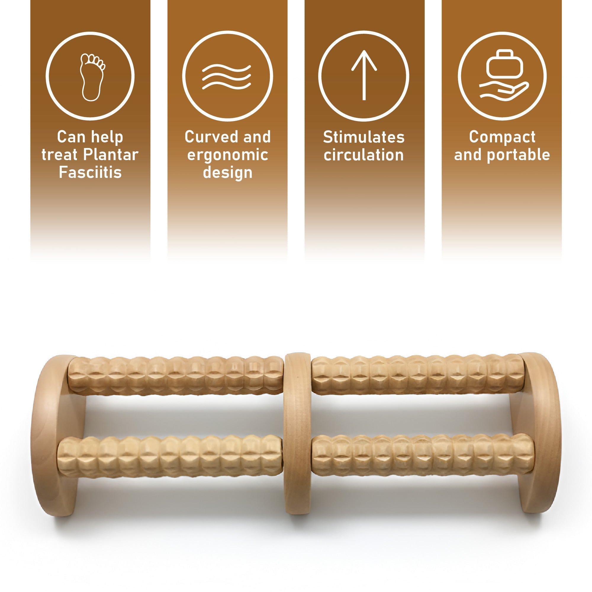 Pursonic Wooden Foot Massager with Dual Rollers