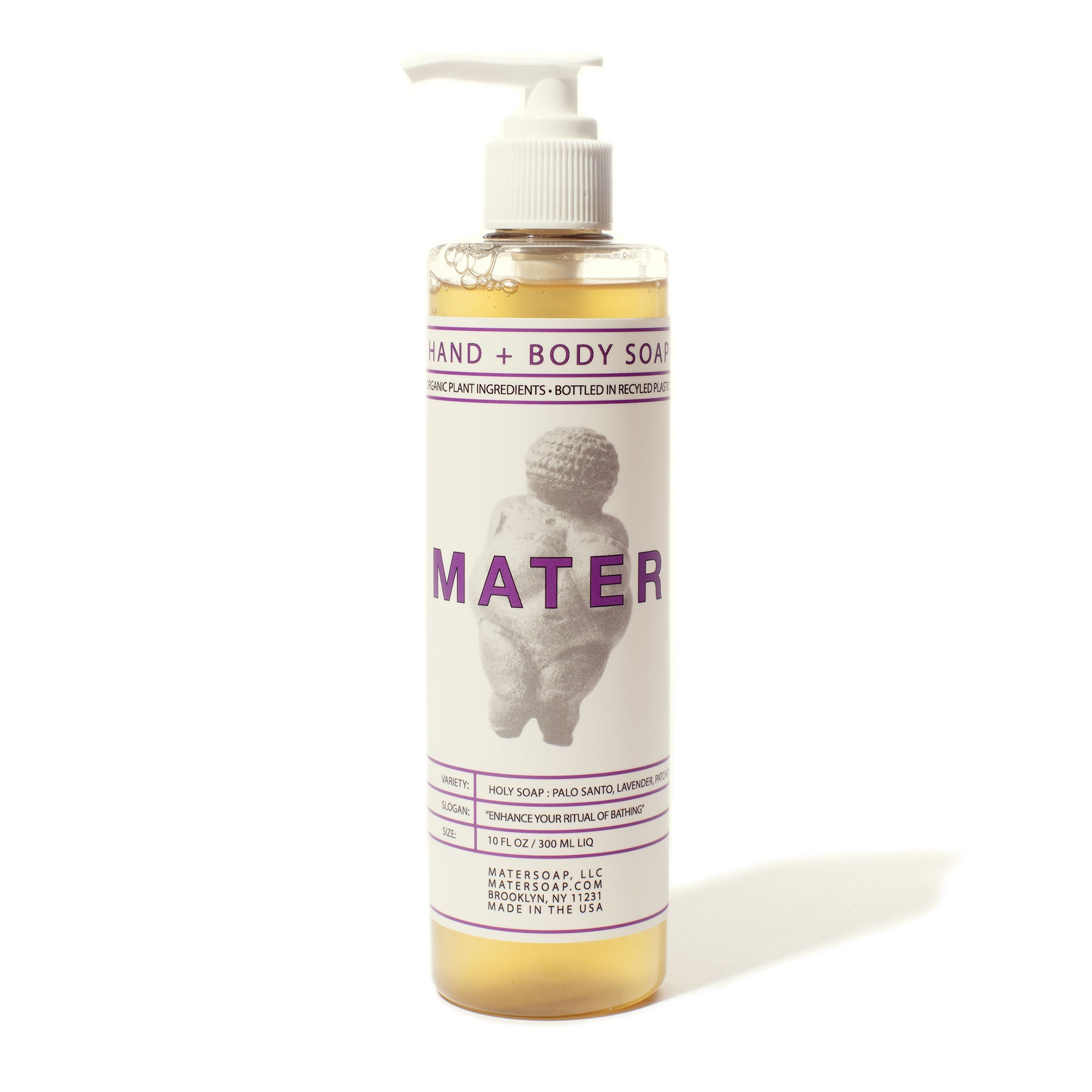 Hand and body soap bottle with 'MATER' branding on a white background