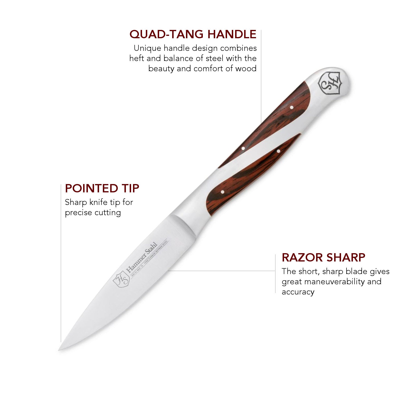 Heritage Steel Hammer Stahl 3.5" Paring Knife