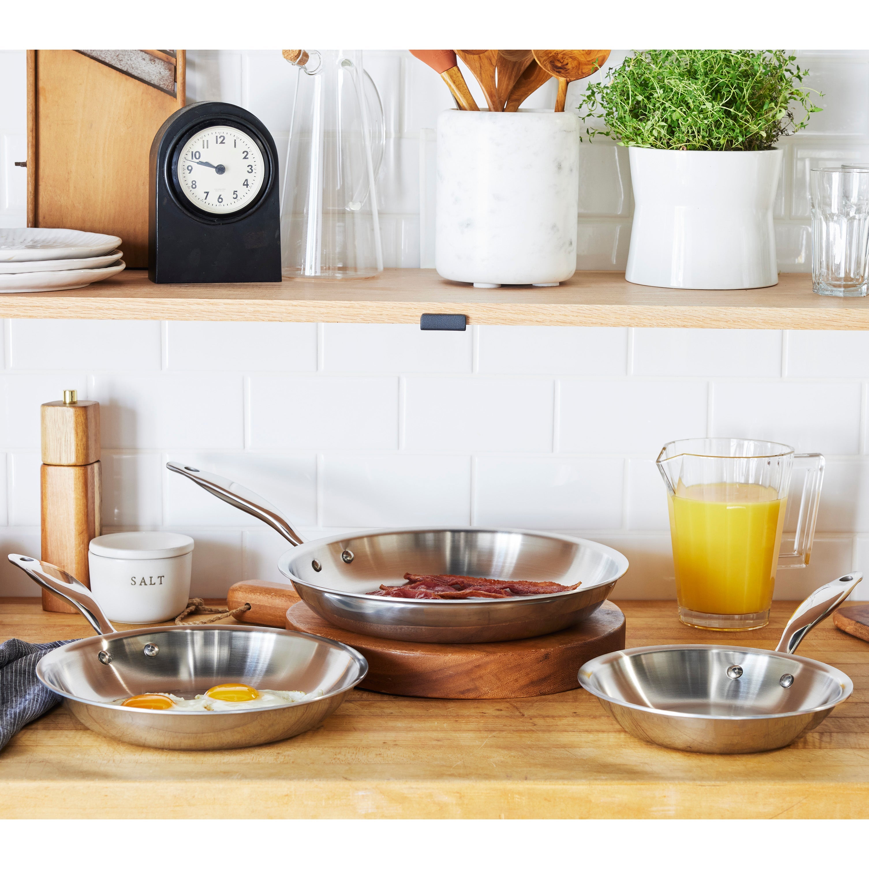 Heritage Steel Titanium Series 3 Piece Fry Pan Set