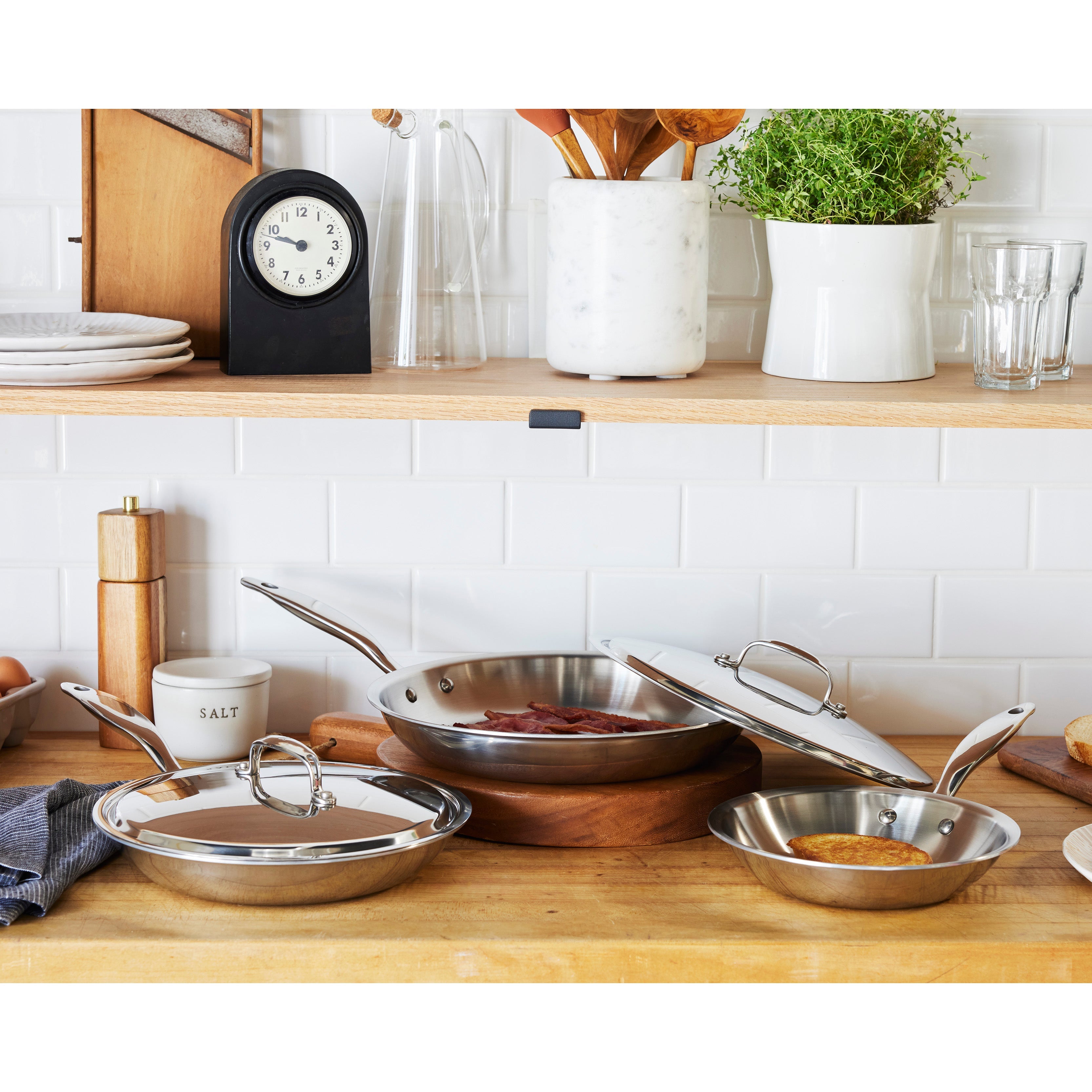 Heritage Steel Titanium Series 5 Piece Fry Pan Set