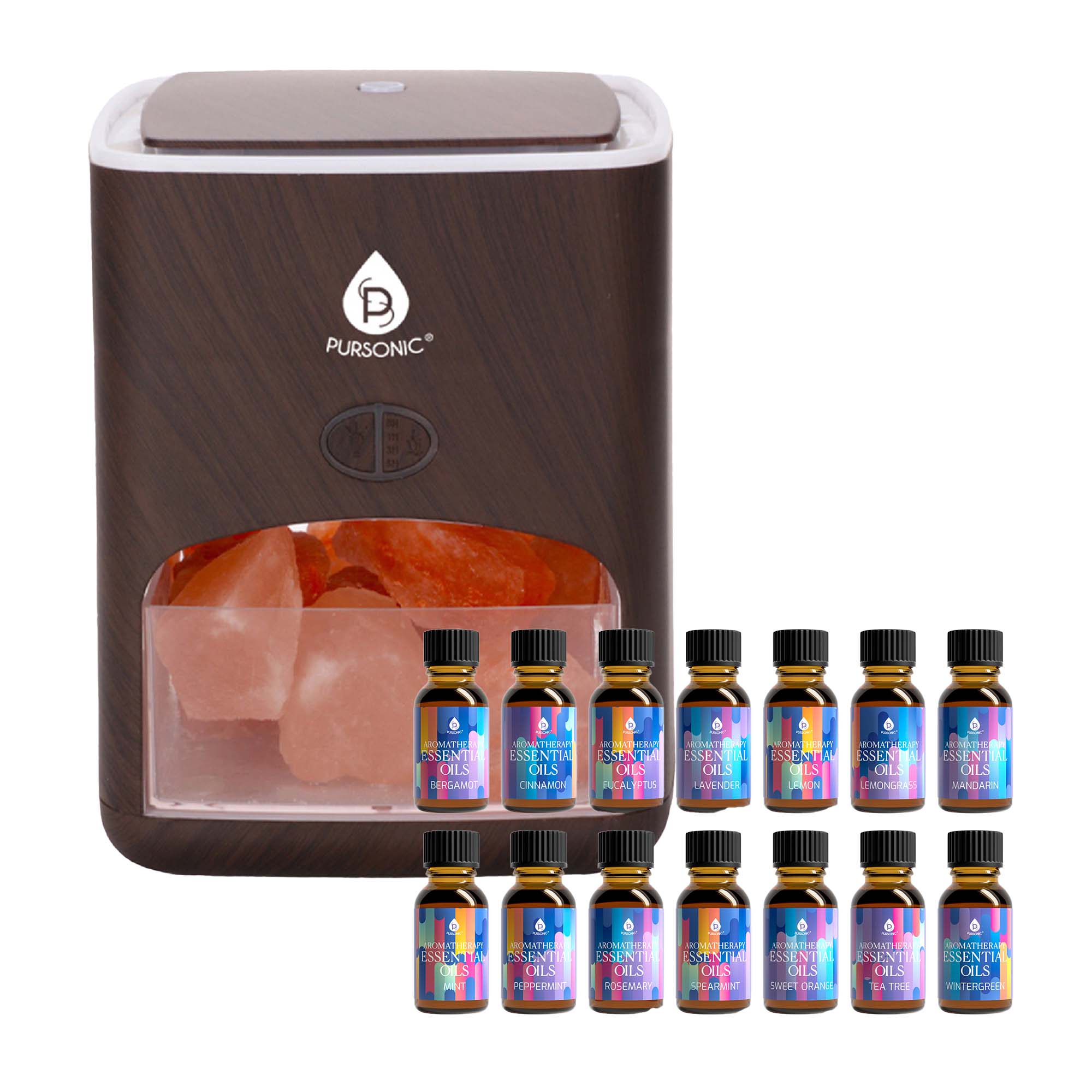 Pursonic Himalayan Salt Diffuser & 14 Pack Essential Oils Set