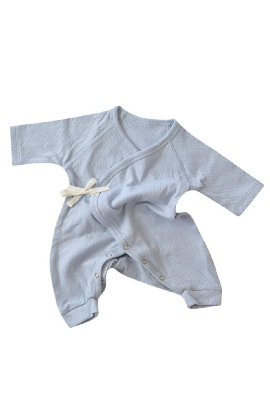 Dodo Banana soft blue pointelle baby kimono onesie