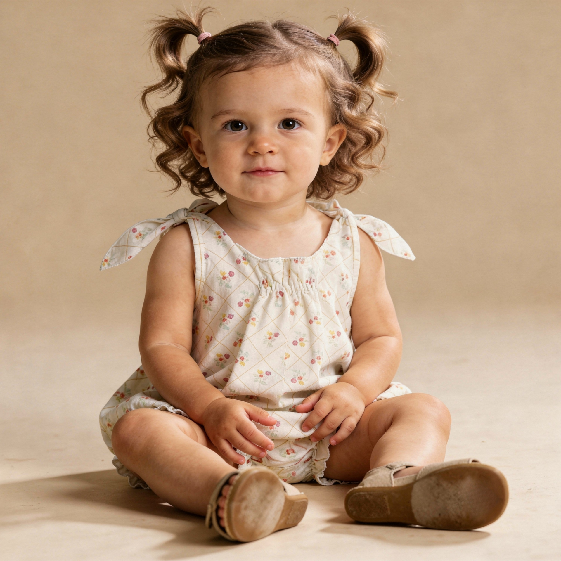 Makemake Organics - Organic Tie Shoulder Bubble Romper - Spring Weave