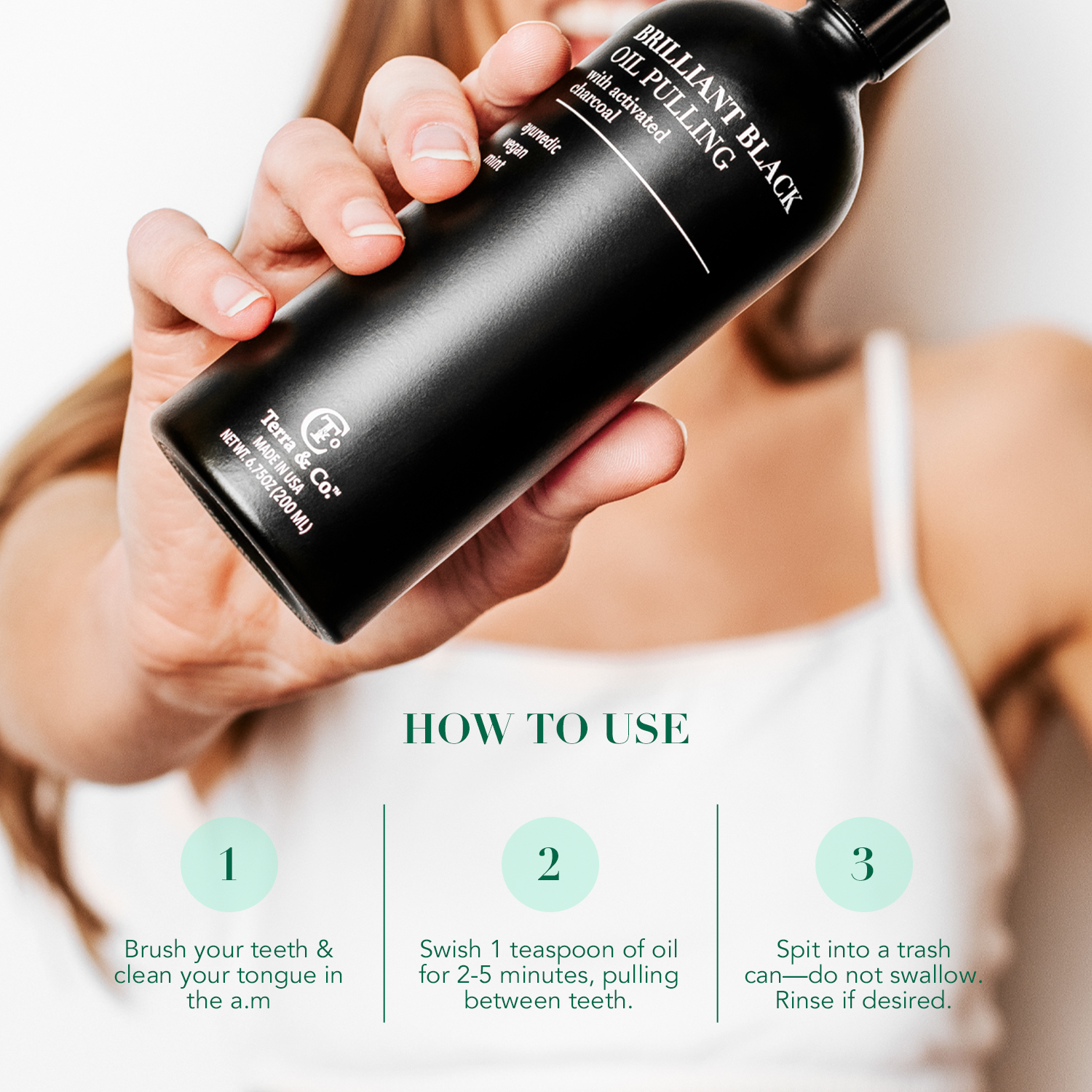 Terra & Co. Brilliant Black® Oil Pulling – Ayurvedic Mouthwash for Teeth Whitening, Detox & Gum Health