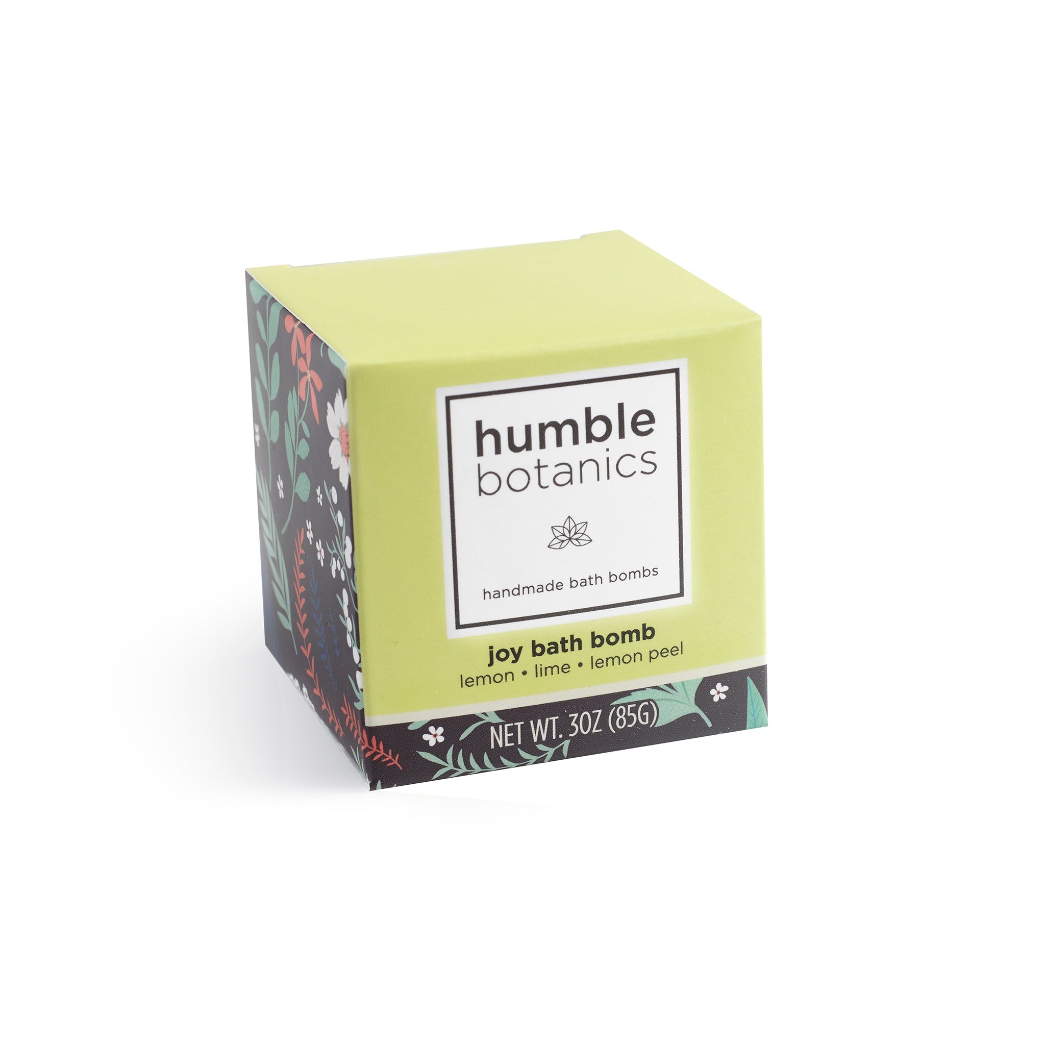 humble botanics joy bath bomb packaging on a white background