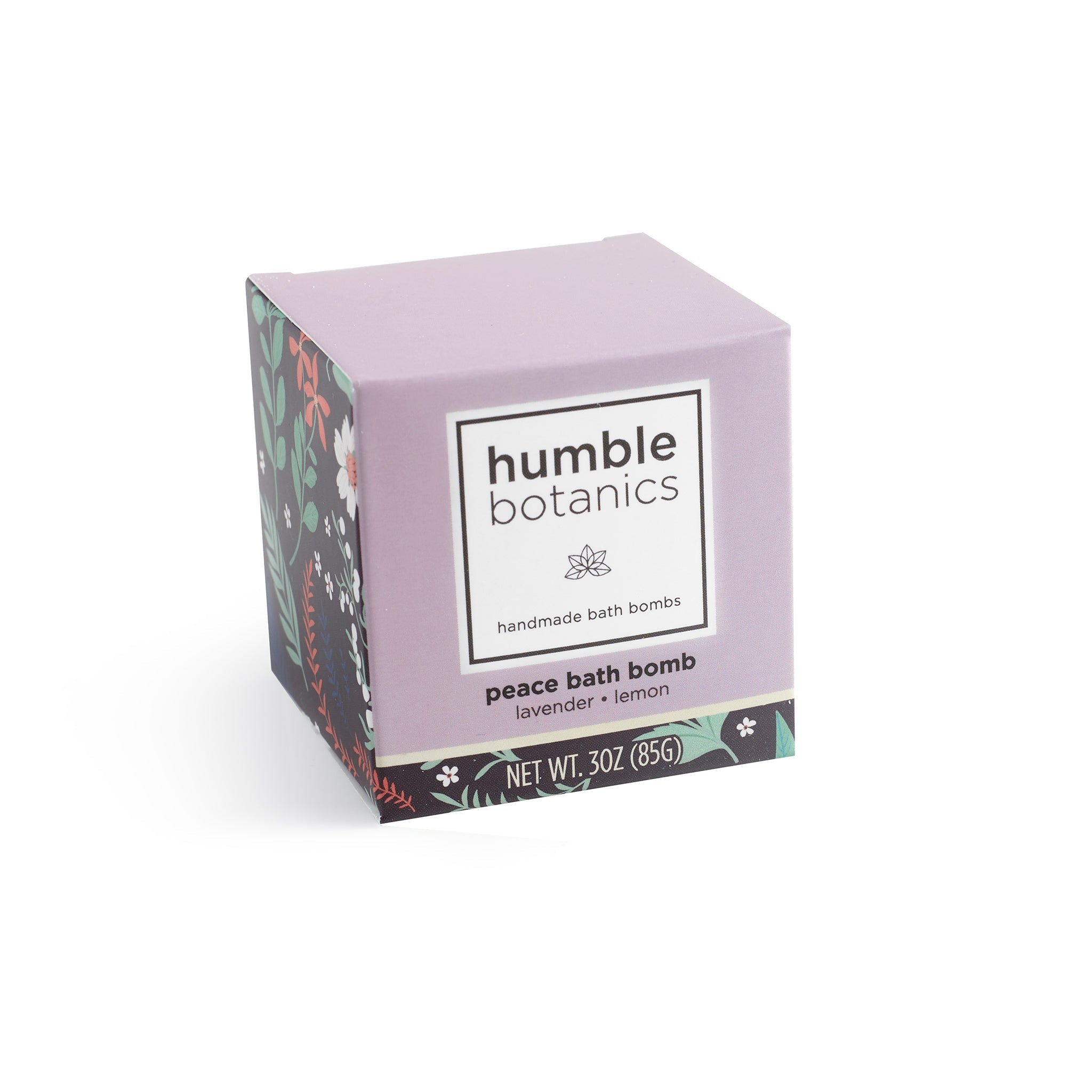 humble botanics bath bomb packaging on a white background