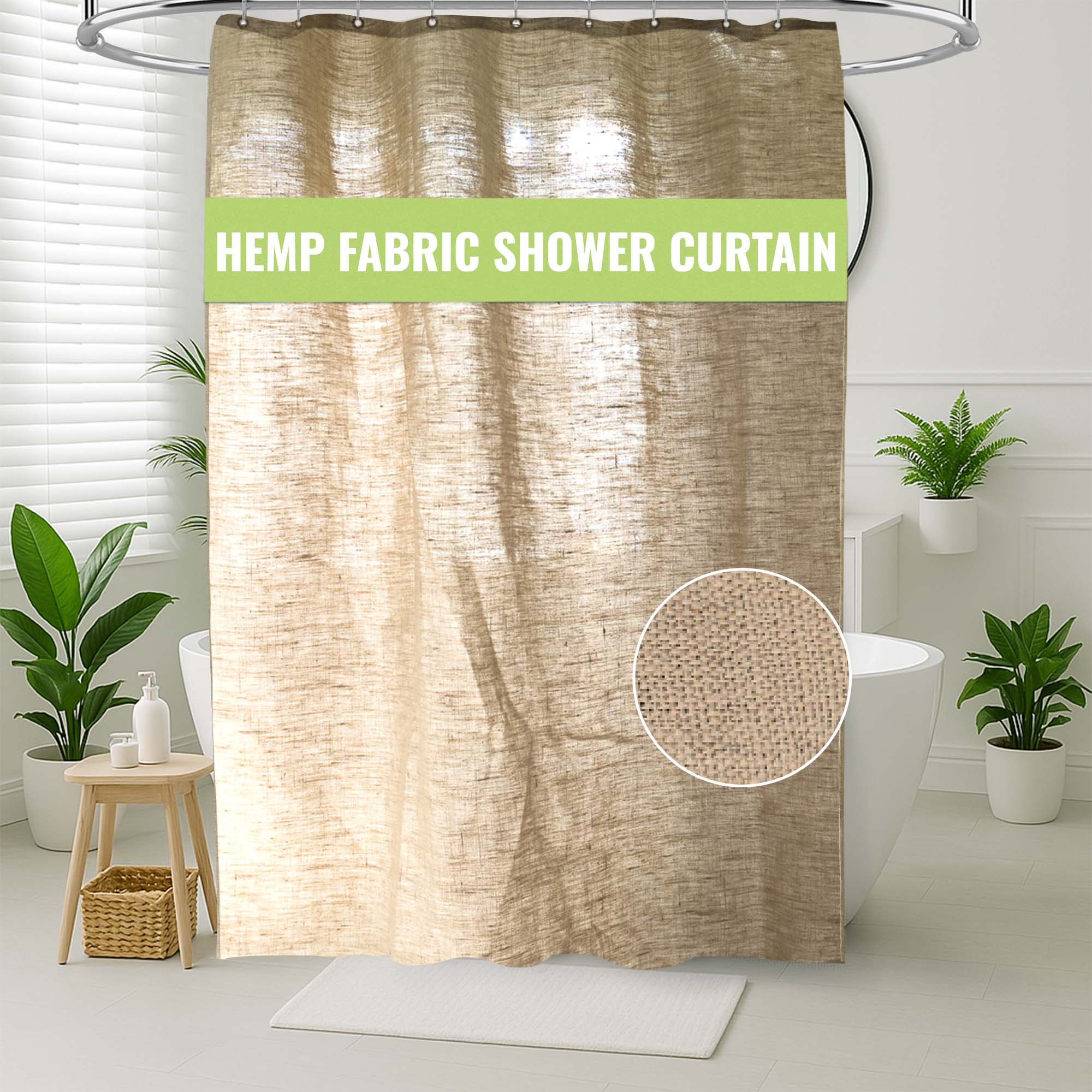 Bean Products Hemp Shower Curtain – Bath, Tub + Stall Sizes – Made in USA