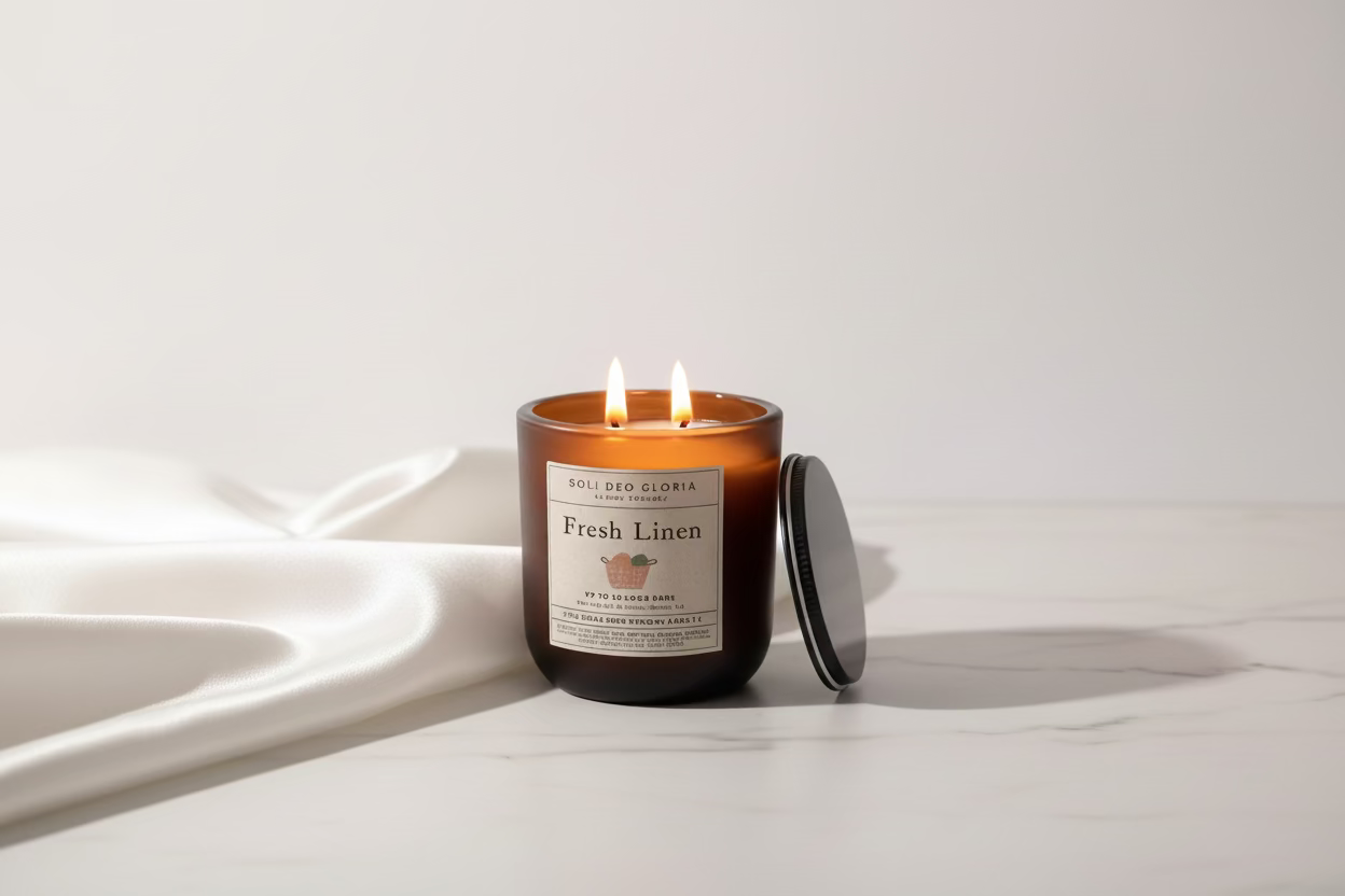 Soli Deo Gloria Candle Company Fresh Linen Beeswax Candle | Organic Essential Oil Infused