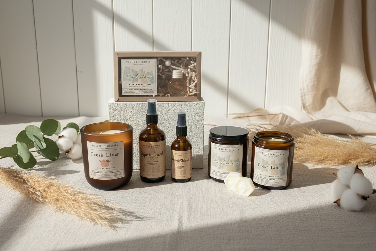 Soli Deo Gloria Candle Company Fresh Linen Beeswax Candle | Organic Essential Oil Infused
