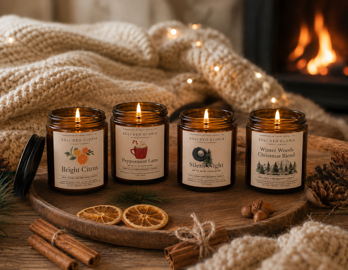 Soli Deo Gloria Candle Company Cozy Season Favorites Beeswax Candle Bundle | 4 Pack