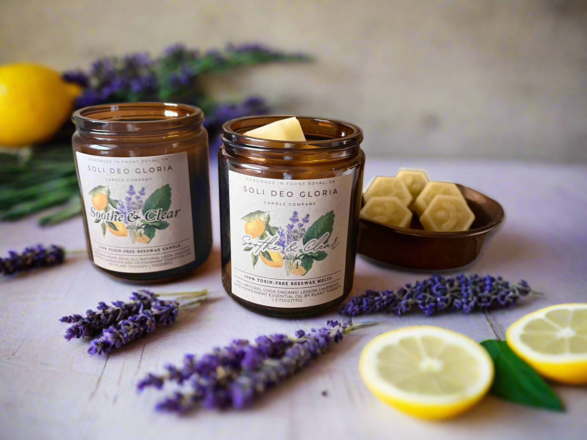 Soli Deo Gloria Candle Company Soothe & Clear | Sinus Relief Beeswax Candle